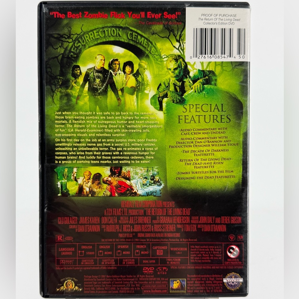 The Return of the Living Dead Collector's Edition DVD with Holographic Cover. - Picture 3 of 4